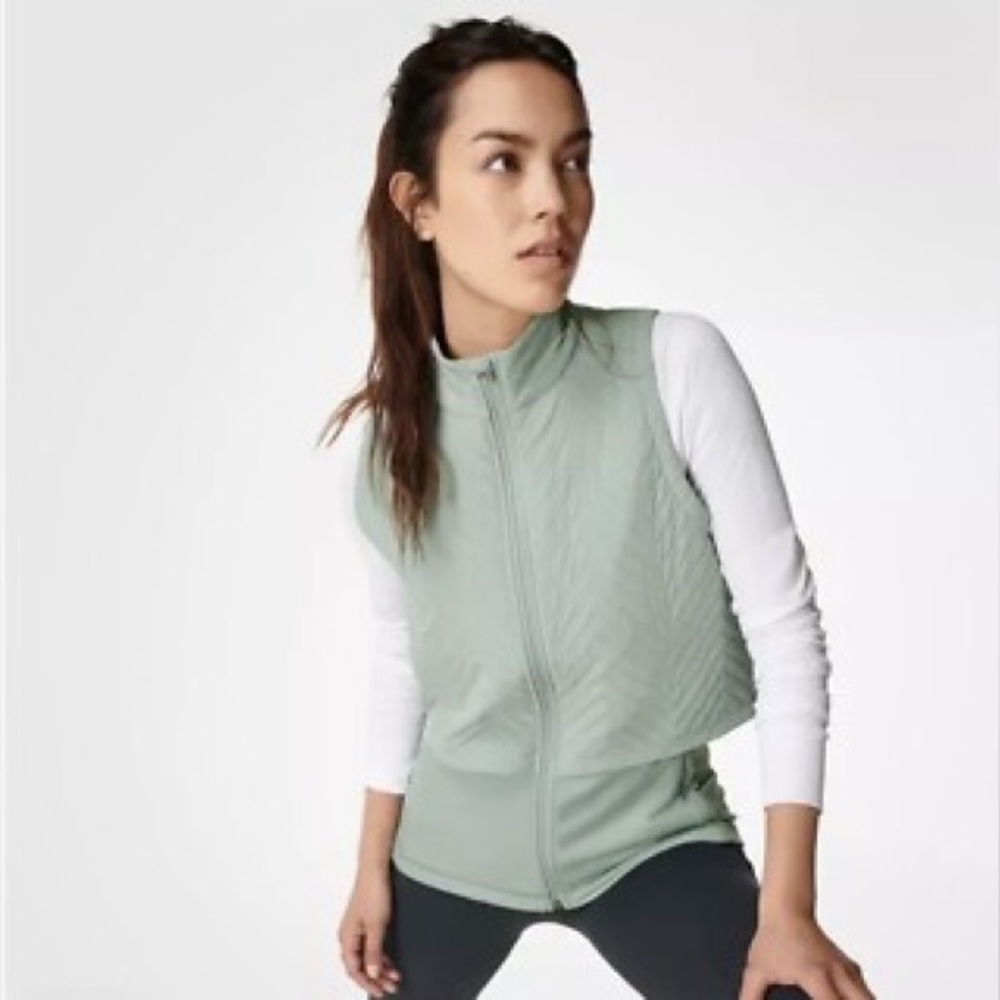Sweaty Betty Sage Green Quilted Vest